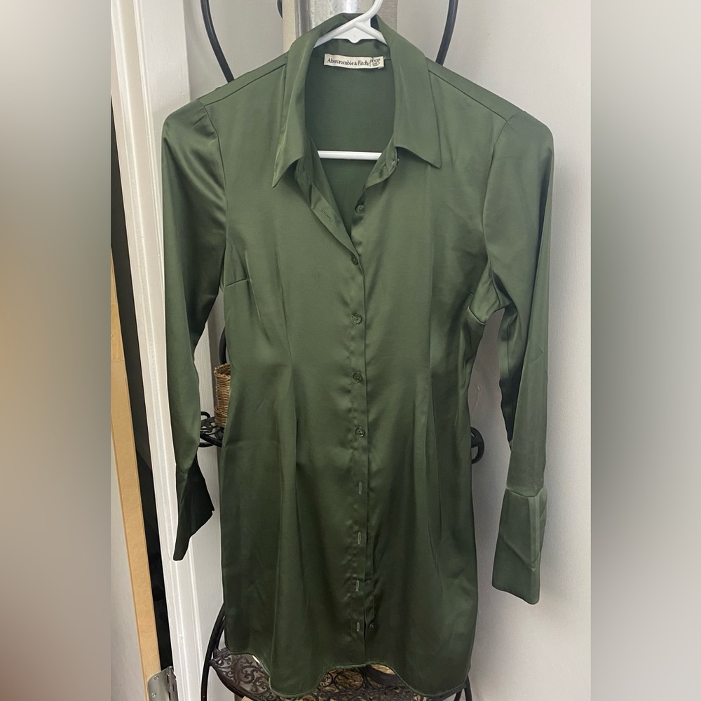 Abercrombie & Fitch Olive Green Satin Dress